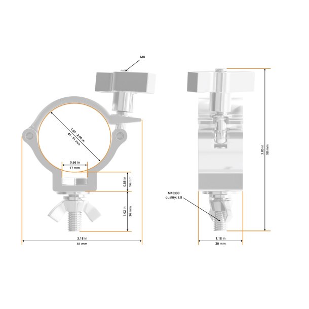 Global Half Coupler Small Easy 48-51/30/100kg