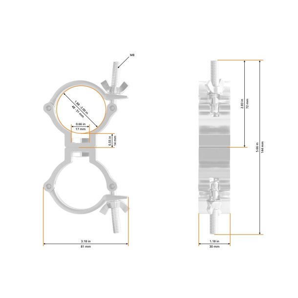 Global Truss Swivel Coupler Small 48-51/30/100kg s