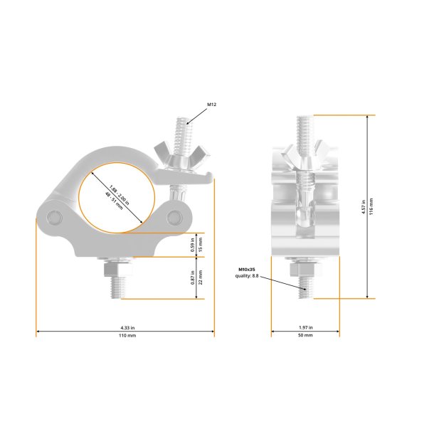 Global half Coupler 48-50/500kg, blk