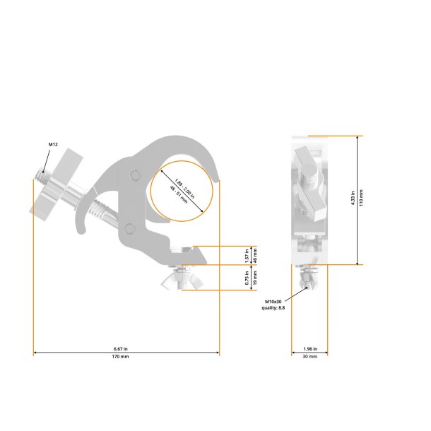 Global Truss Selflock Hook Easy 45-51/30/250kg. bl